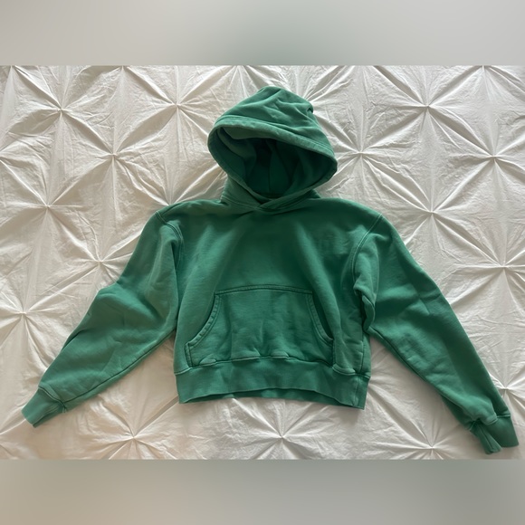 Aritzia TNA cozy fleece boyfriend hoodie 2XS in green - Picture 1 of 4